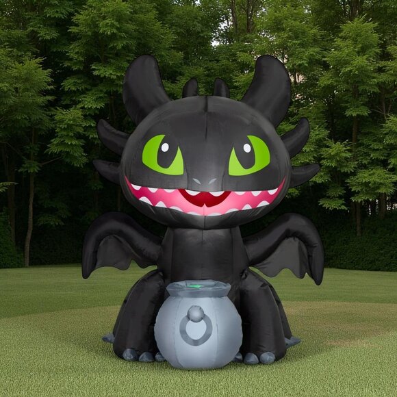 Toothless Light Up Halloween Airblown Inflatable 4.2' How To Train Your Dragon - Picture 1 of 6